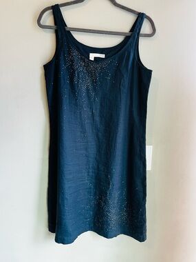 Eileen Fisher Blue Irish Linen Dress 6 Sparkles